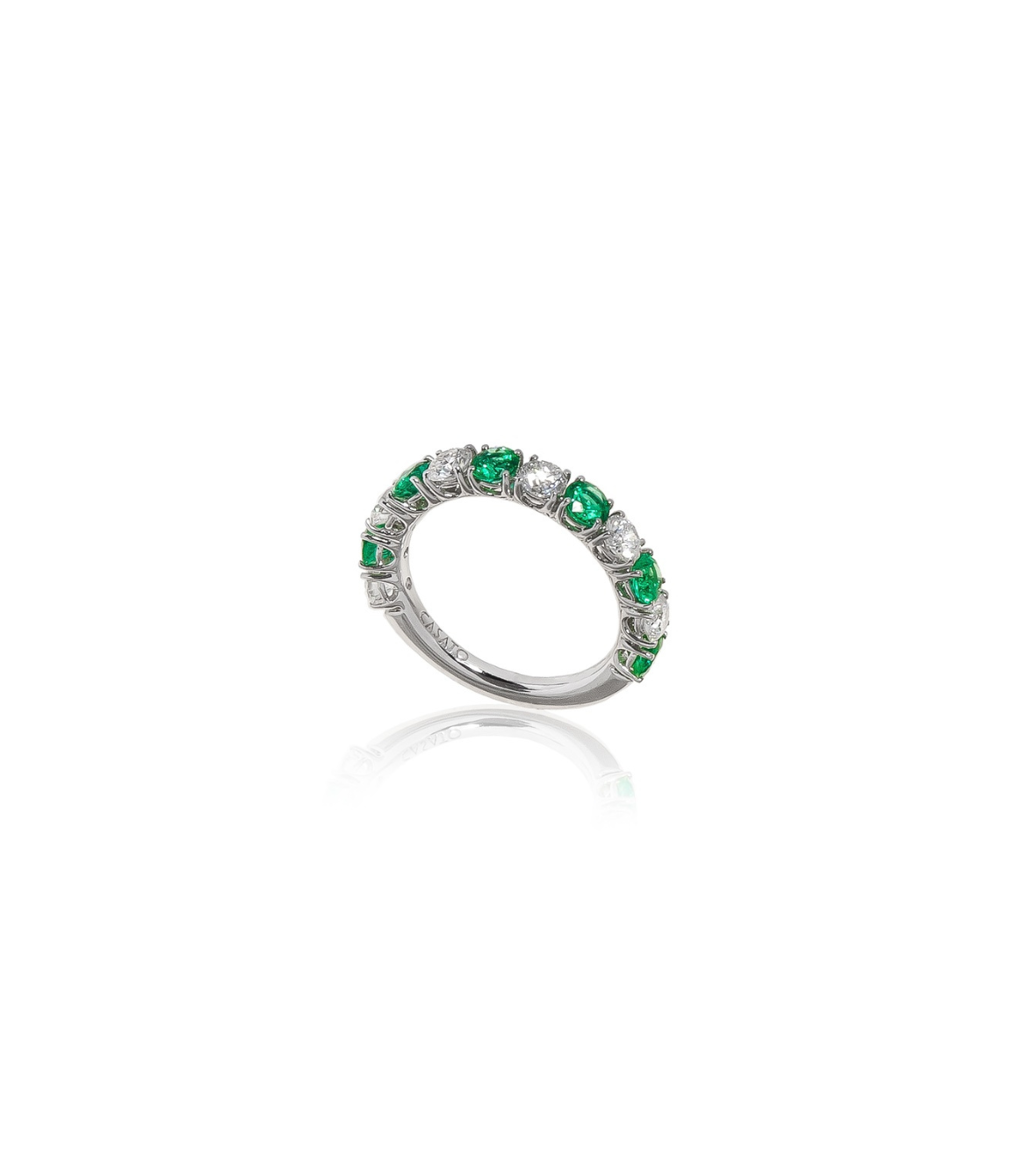 White Gold Eternity Ring with Diamonds and Emeralds 04533 by Mentis Collection